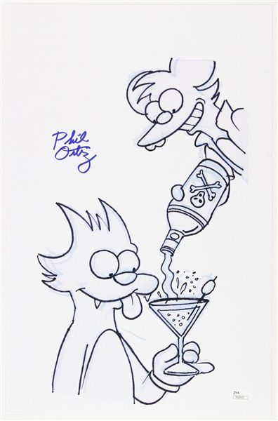 1989-1990 Phil Ortiz “Itchy & Scratchy” Signed 11x17 Print (JSA)