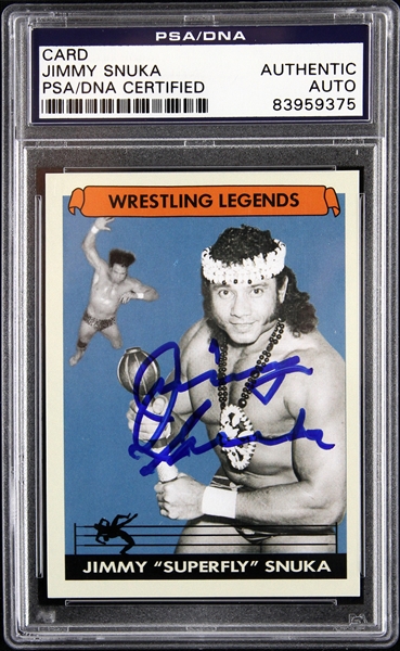 1968-2000 Jimmy “Superfly” Snuka WWF Wrestler Signed Slabbed Card (PSA/DNA)