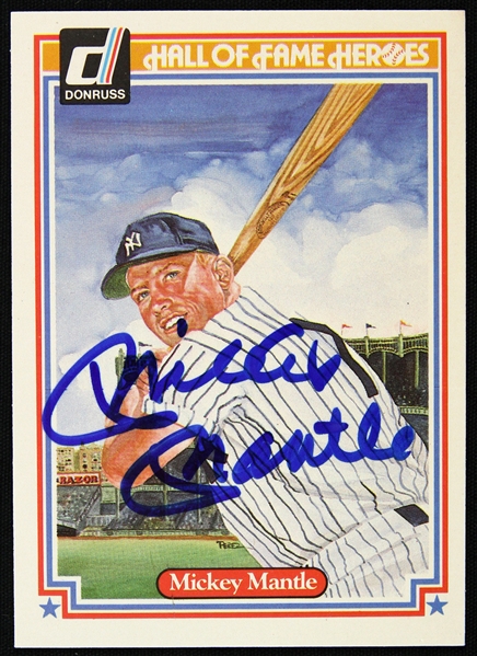 1983 Mickey Mantle Signed Donruss Hall of Fame Heroes Card (JSA)