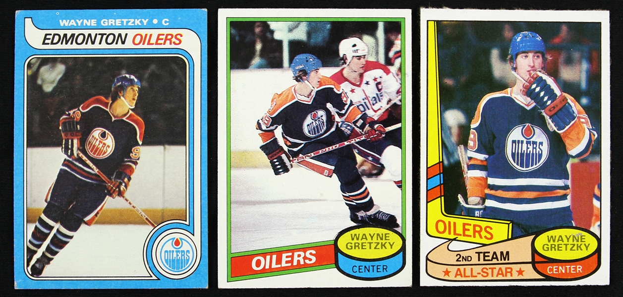 1979-1980 Wayne Gretzky Edmonton Oilers Trading Cards (Lot of 3)