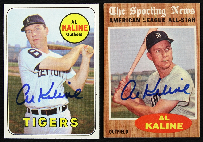 Al Kaline Detroit Tigers Signed Trading Cards (JSA)