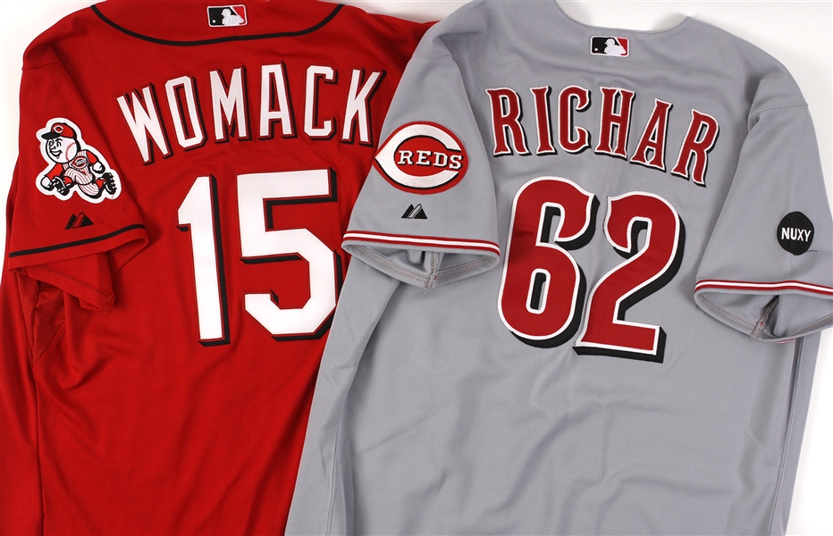2006-2008 Cincinnati Reds Game Used Jerseys including Tony Womack and Danny Richar (Lot of 2) (MEARS LOA)