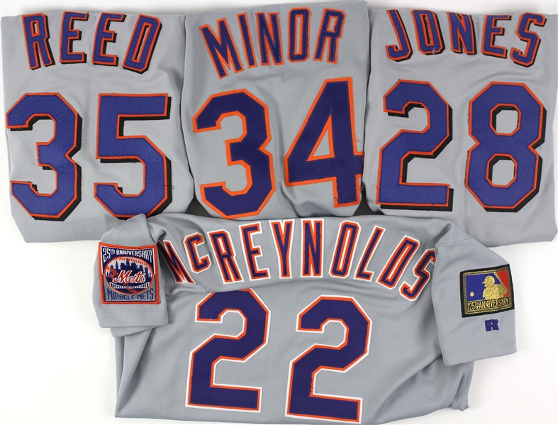 1993-1998 New York Mets Team Issued Jerseys Including Kevin McReynolds, Rick Reed, Carlos Baerga and More (Lot of 8) (MEARS LOA)