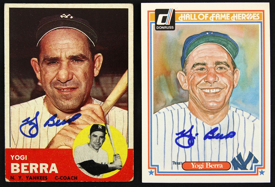 Yogi Berra Signed Trading Cards (JSA)