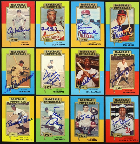 Baseball Immortals Signed Trading Cards Including Al Kaline, Ted Williams, and more (Lot of 12)(JSA)