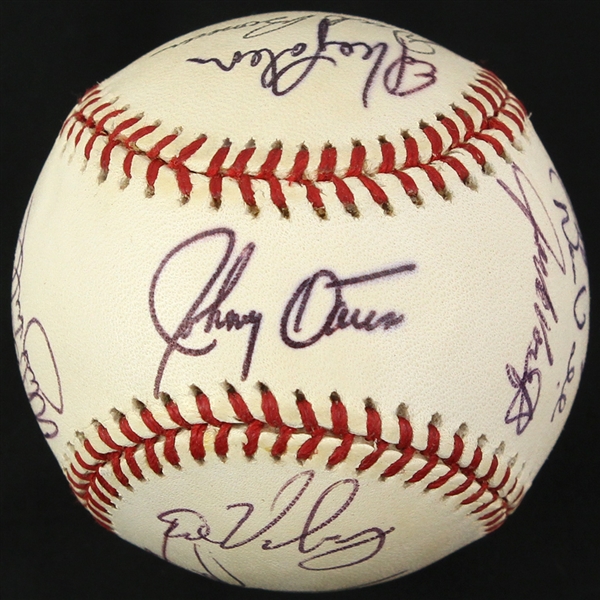 1995 Texas Rangers Team Signed OAL Budig Baseball w/ 21 Signatures Including Will Clark, Mickey Tettleton, Otis Nixon & More (JSA)