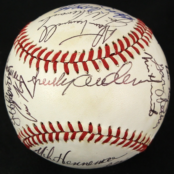 1988 Detroit Tigers Team Signed OAL Brown Baseball w/ 26 Signatures Including Sparky Anderson, Alan Trammell, Jack Morris & More (JSA)