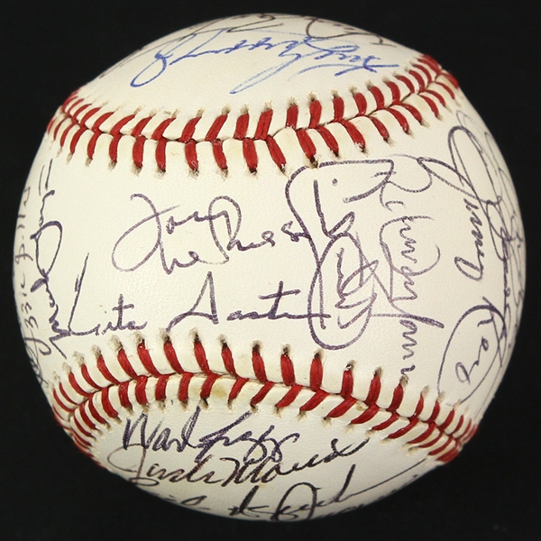 1991 American League All Stars Team Signed OAL Brown Baseball w/ 29 Signatures Including Kirby Puckett, Roger Clemens, Carlton Fisk & More (JSA)