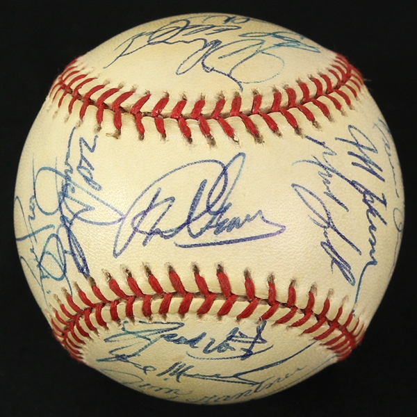 1997 Milwaukee Brewers Team Signed OAL Budig Baseball w/ 25 Signatures Including Jim Gantner, John Jaha, Jeromy Burnitz & More (JSA)