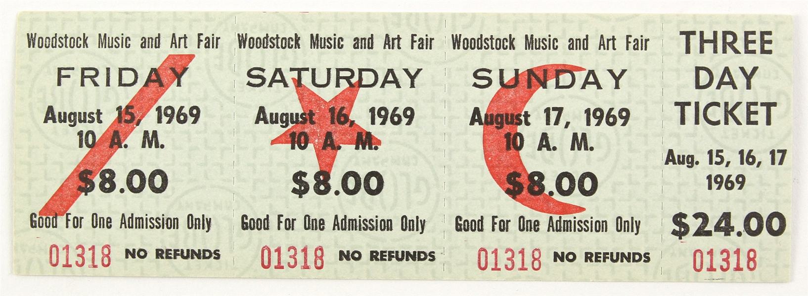 1969 Woodstock Music and Art Fair Ticket