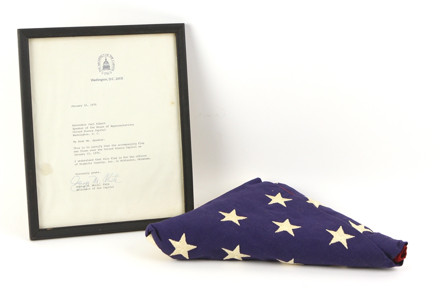 1976 BiCentenial American Flag Flown Over Captial & Letter from Architect of the Capitol 