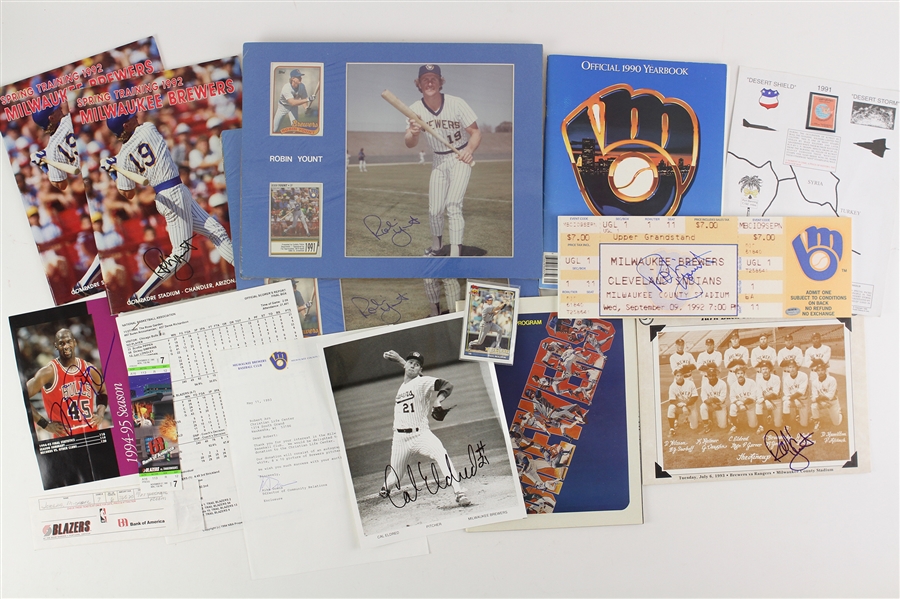 1980s - 1990s Milwaukee Brewers Programs, Signed Photos and more (Lot of 11)(JSA)
