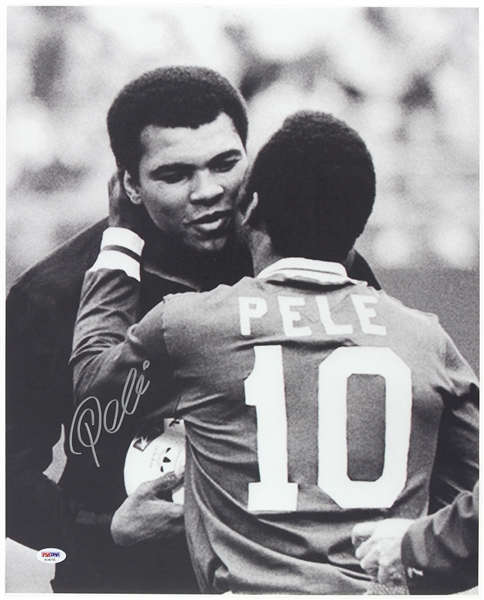 2000s Pele Brazil Soccer Signed 16" x 20" Photo w/ Muhammad Ali (PSA/DNA)