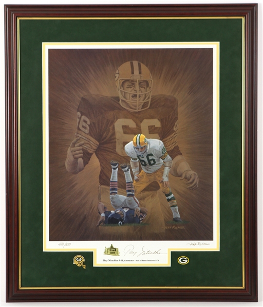 1958-1972 Ray Nitschke Green Bay Packers Signed 25" x 29" Framed Print (JSA)