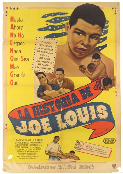 1953 La Historia de Joe Louis 29" x 43" Film Poster 