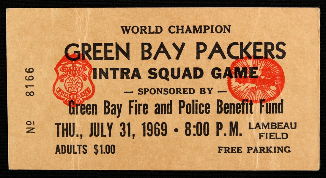 1969 Green Bay Packers Intra Squad Game Ticket Stub