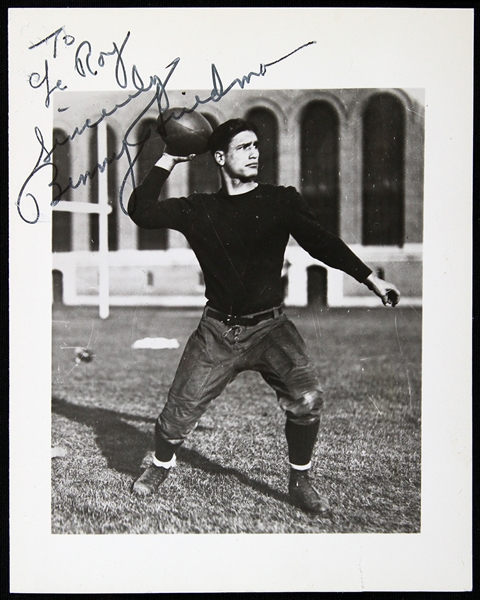 1927 Benny Friedman Cleveland Bulldogs Signed 4" x 5" B&W Photo (JSA)
