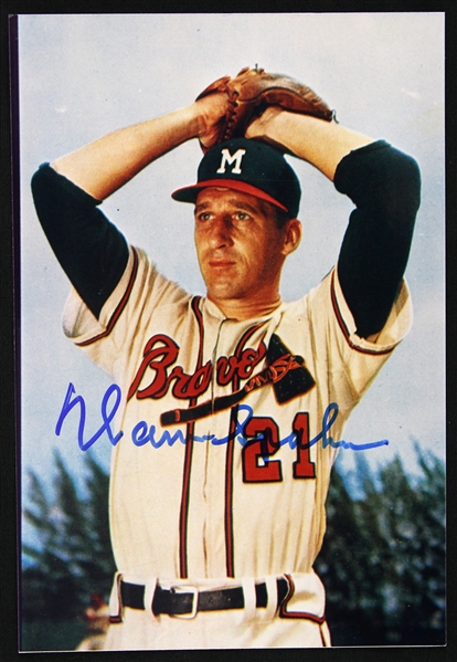 1942-1964 Warren Spahn Milwaukee Braves Signed 4" x 6" Color Photo (JSA)