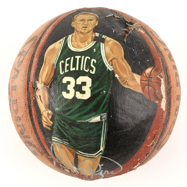 1990s Larry Bird Boston Celtics Signed Painted Basketball (JSA)