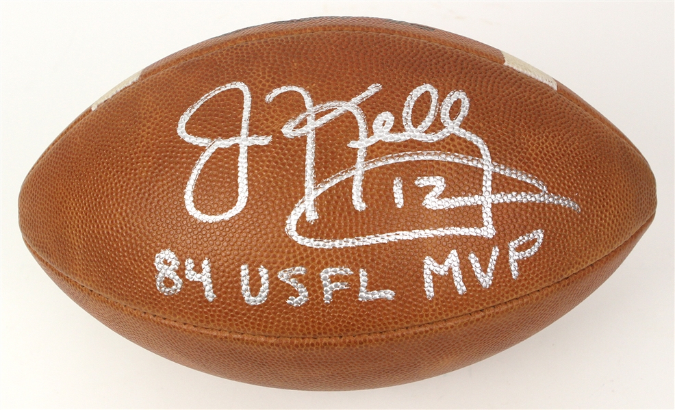 1984 Jim Kelly Houston Gamblers Signed & Inscribed Official USFL Chet Simmons Football (MEARS LOA/*JSA*)