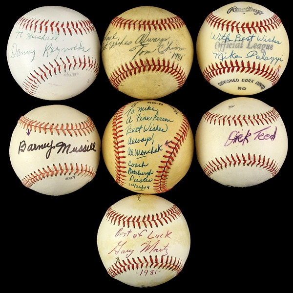 1970s-80s Signed Baseball Collection - Lot of 7 w/ Al Monchak, Barney Mussill, Dick Teed & More (JSA)