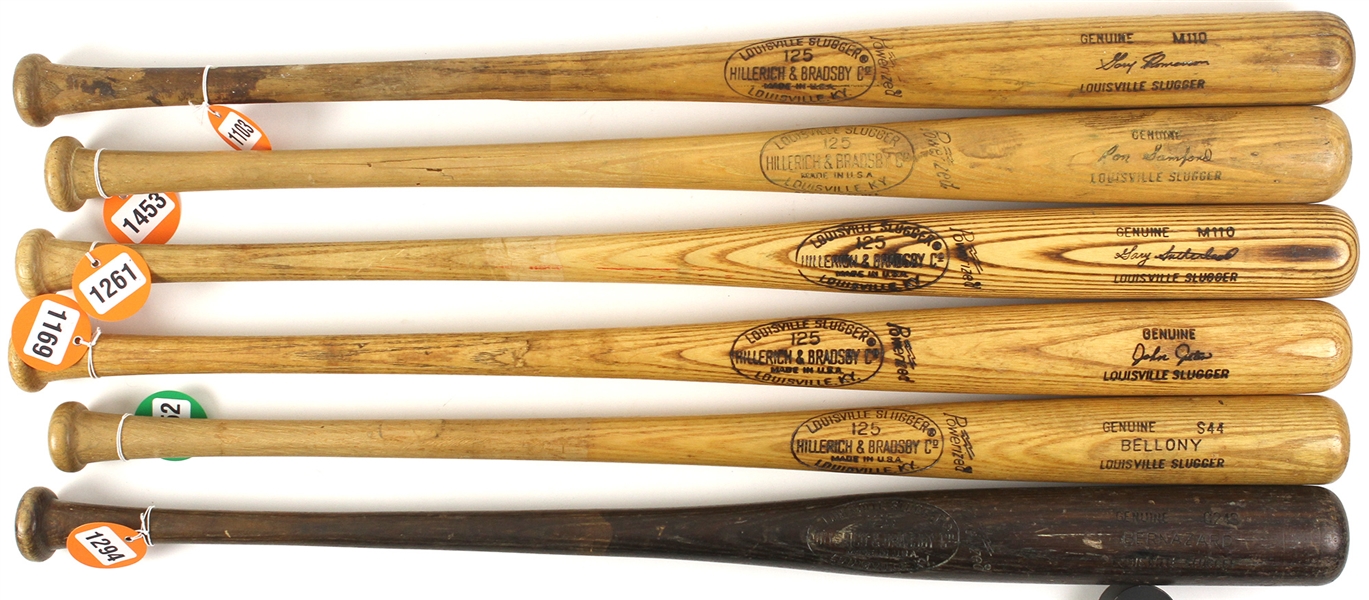 1954-79 H&B Louisville Slugger Professional Model Game Used Bat Collection - Lot of 6 w/ Ron Samford, Johnny Jeter, Tony Bernazard & More (MEARS LOA)
