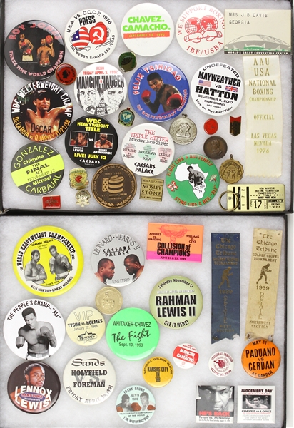 1930’s-2000’s Boxing Pinback buttons Medallions, and Ribbons (46 items)