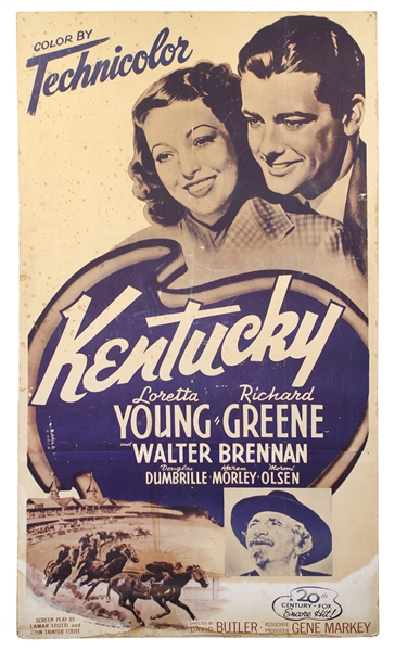 1940s Kentucky & Heaven Can Wait Double Sided Dry Mounted 41" x 78 1/2" Film Display