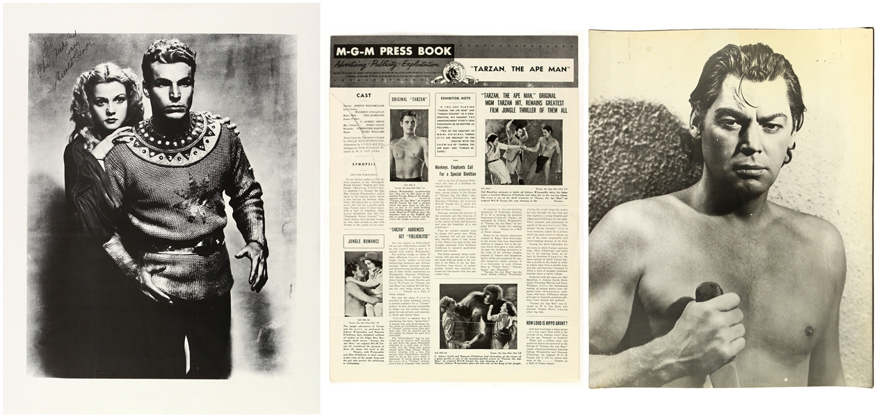 1940s-1950s Johnny Weissmuller & Buster Crabbe Signed Tarzan Posters and Publicity Advertisement (JSA)  
