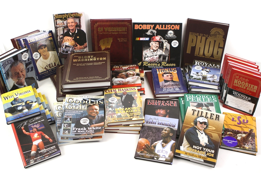 1990s-2000s Football, Baseball, and Basketball Signed Books Including Lou Boudreau, Crazylegs Hirsch, Ken Norton, and more (Lot of 44)(JSA)
