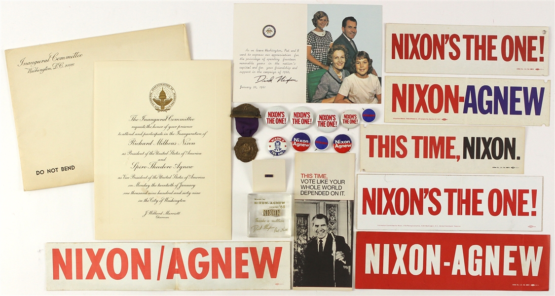 1960s Richard Nixon Pinbacks, Bumperstickers, and more (Lot of 20)