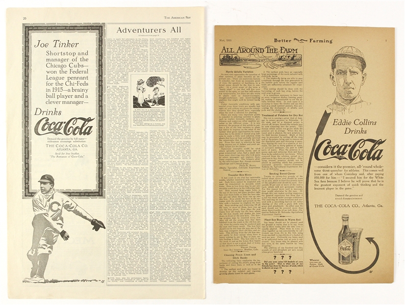1915-1916 Eddie Collins & Joe Tinker Coca-Cola Advertisements 