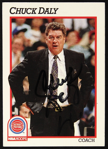 1991 Chuck Daly Detroit Pistons Signed NBA Hoops Trading Card (JSA)