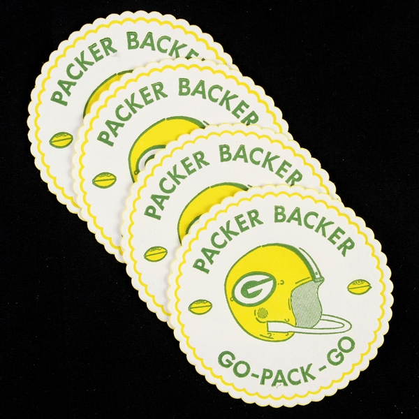 1960s Green Bay Packers 3 1/4" Coasters (Lot of 4)