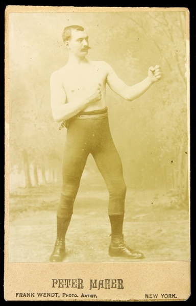 1880s Peter Maher Heavyweight Champion Boxer 4"x 6 1/2" Cabinet Card 