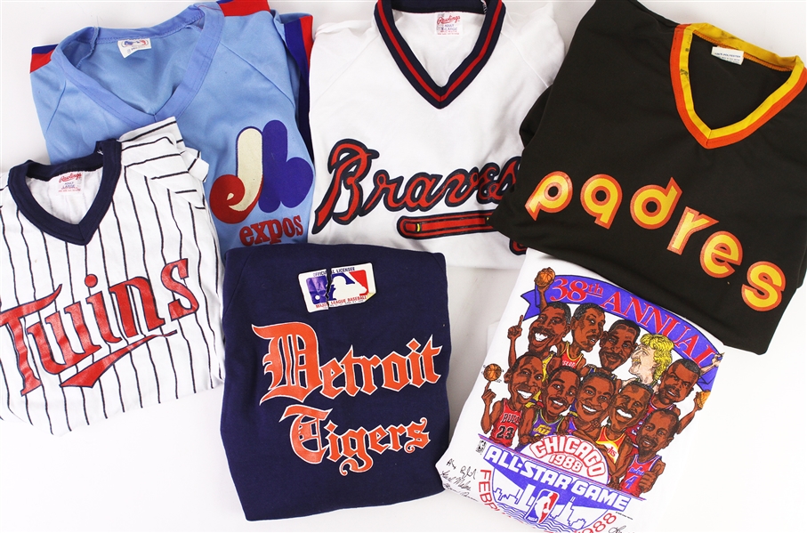 1980s-1990s Baseball and Basketball Sweatshirt and T-Shirts (Lot of 7)