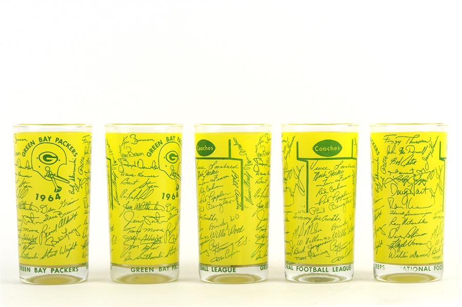 1964 Green Bay Packers Glasses (Lot of 5)