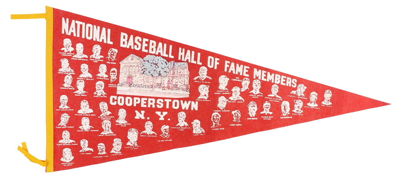 1960s National Baseball Hall of Fame Members 36" Pennant with Inductees Portraits