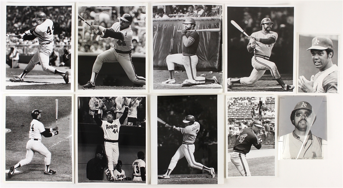 1970s-1980s Reggie Jackson Oakland As / California Angels 8"x 10" Photos (Lot of 10)