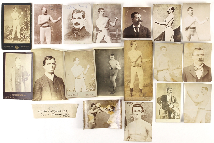 1850s-1880s Boxing Photos & Cabinet Cards  (Lot of 19)