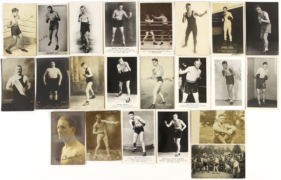 1920s-1930s Boxing 3 1/2"x 5 1/2" Postcards Including Jack Sharkey, Harry Lister, Freddie Steele and more (Lot of 22)