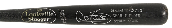 1998 Cecil Fielder Anaheim Angels Signed Louisville Slugger Professional Model Game Used Bat (MEARS LOA/JSA)