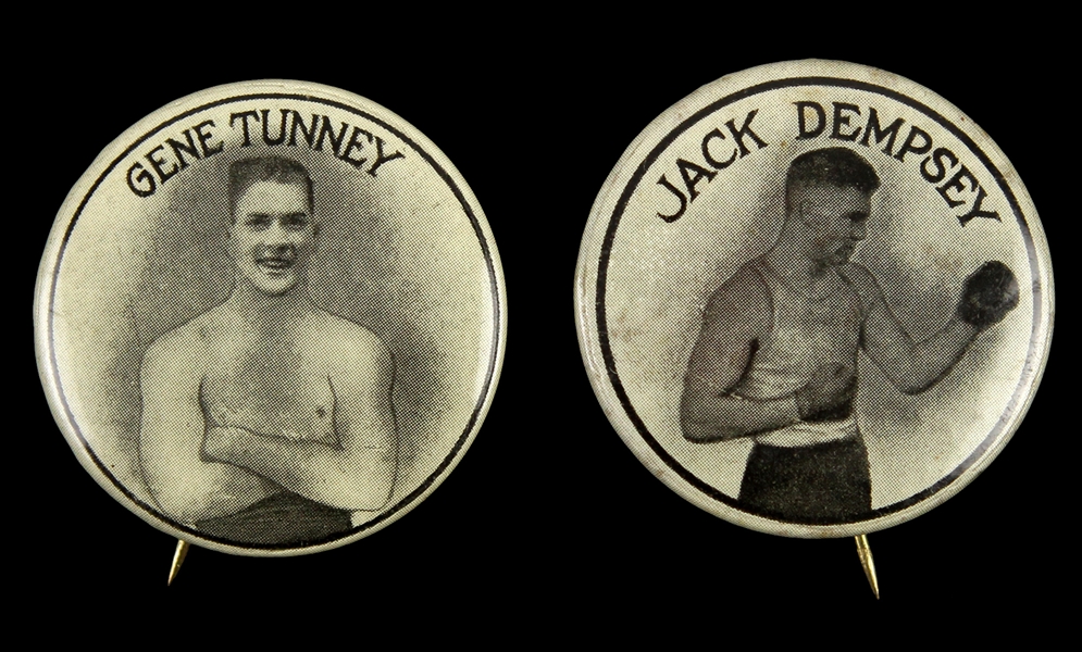 1920s Gene Tunney and Jack Dempsey 1 1/4" Pinback Buttons