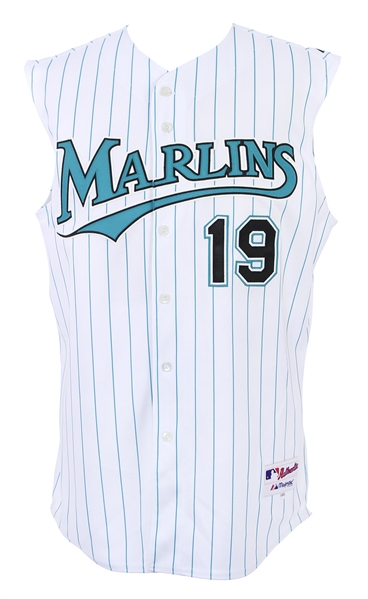 2000s Jeff Conine Florida Marlins Signed Home Jersey Vest(JSA)
