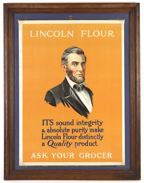 1920s-1930s Lincoln Flour "Ask Your Grocer" 20 1/2"x 26 1/2" Framed Advertising Poster