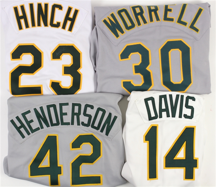 1988-2000 Oakland Athletics Game Worn Jersey Collection - Lot of 7 w/ Storm Davis, Walt Weiss, Dave Henderson, Ron Darling & More (MEARS LOA)