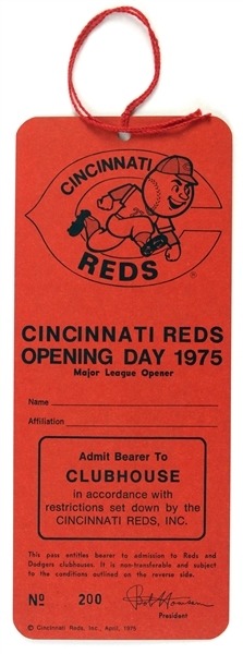 1975 Cincinnati Reds Opening Day Pass
