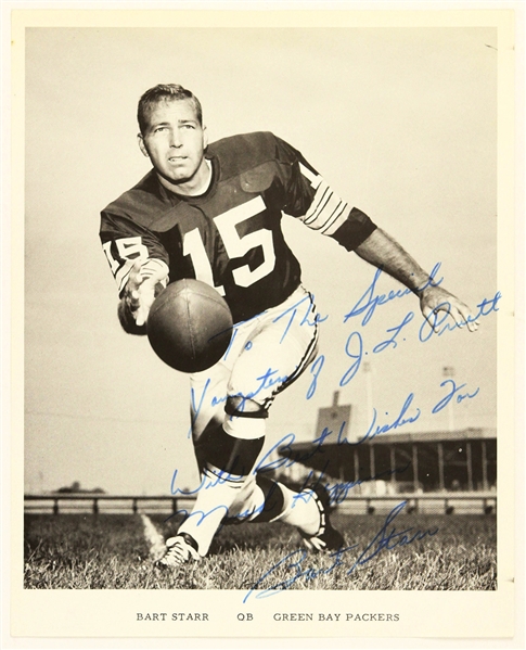 1956-1971 Bart Starr Green Bay Packers Signed 8"x 10" B&W Photo (JSA)