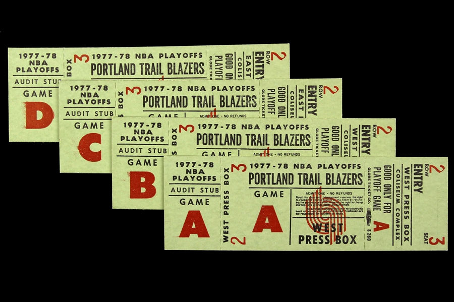 1977-78 Portland Trail Blazers NBA Playoff Full Ticket (Lot of 4)