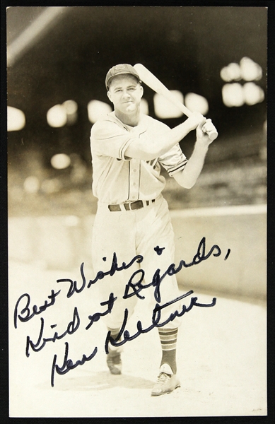1937-1949 Ken Keltner Cleveland Indians Signed 3 1/2"x 5 1/2" Post Card (JSA)